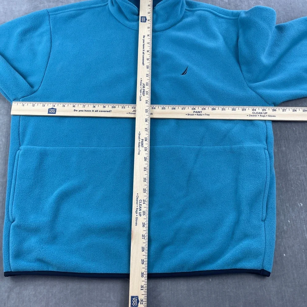 Nautica Mens XL‎ Turquoise Blue Fleece Quarter-Zip Pullover